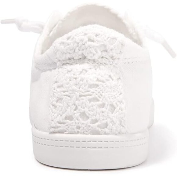Beneker Size 7 Sneakers Womens White Canvas Low Top Round Toe Adjustable Pull-On - Picture 9 of 12